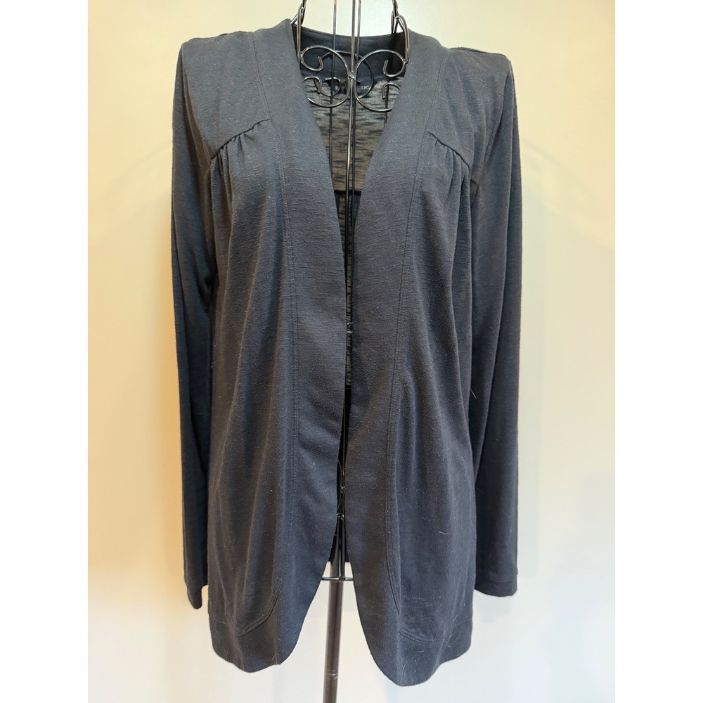 Banana Republic Womens Small Navy Open Front Cardigan Slub Knit Gathered Back